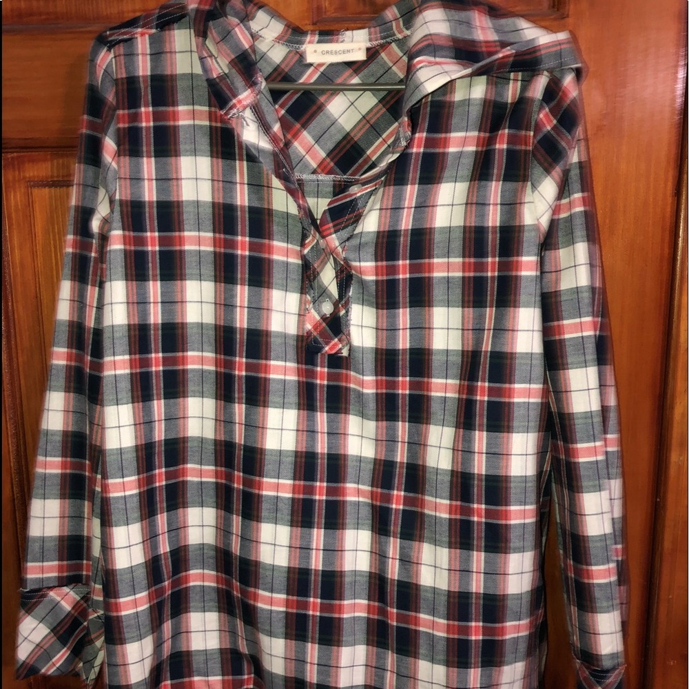 Brand new, flannel with hood top